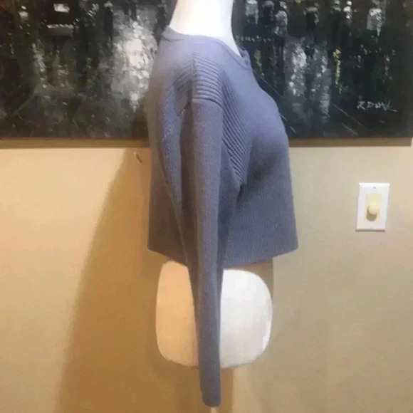 Lavender Button Front Cropped Ribbed Cardigan-M - Picture 4 of 7